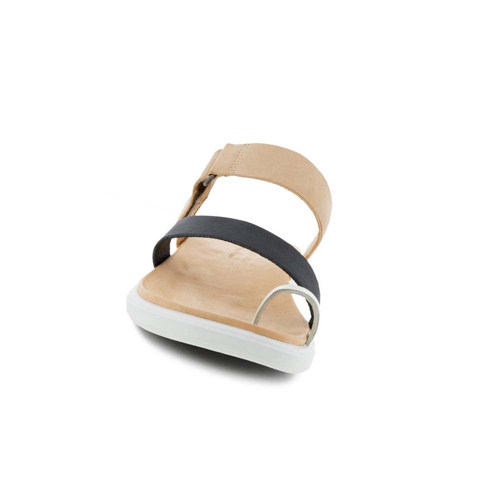 Women's Ecco Simpil Flat Toe-loop Sandals White / Black | USA 193WNB